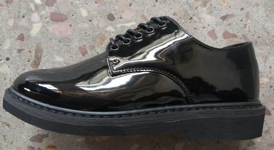 İnek Derisi Siyah Parlak Resmi Ayakkabı Kauçuk Tabanlı Ordu Subay Ayakkabısı