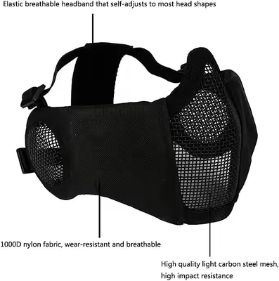 Taktiksel kask katlanabilir kulak koruması ile birleştirilmiş yarım yüz örgü maske ve cam seti